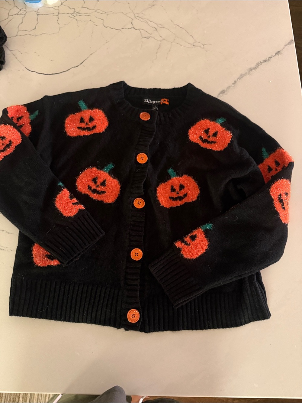 Black Halloween Pumpkin Knit Cardigan - Women's Holiday Sweater